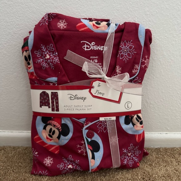 Disney Minnie Mickey Mouse Holiday Christmas Women’s 2 pc Pajama Set Large NWT - Picture 1 of 3